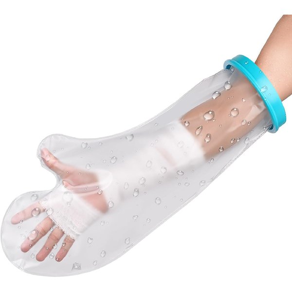 Fxdunjr Waterproof Cast Cover Arm Adult Cast Covers for Shower Arm Protector Shower Bag to Keep Wounds Dry for Arm, Hands, Wrists, Elbow, Fingers [Reusable]