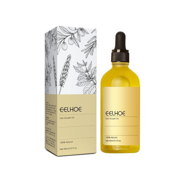 60 ML Veganic Natural Hair Growth Oil, Eelhoe Hair Growth Organic Hair Oil Rosemary Oil, for Dry Damaged Hair and Growth Thin Hair. (1 Pcs)