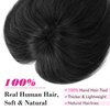REECHO Human Hair Toppers, 6 Inch Hair Toppers for Thin Hair, Topper Hair Pieces with Bangs Real Human Hair, Clip In Wig Hair Topper Top Hair Extensions - Natural Black