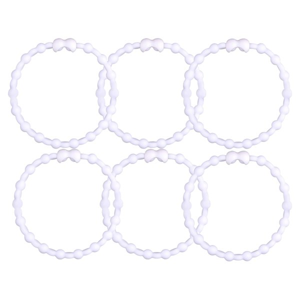 White PRO Hair Ties: Easy Release Adjustable for Every Hair Type PACK OF 6