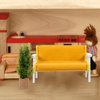 Alasum Dollhouse Leather Sofa Miniature Wood Couch 1:12 Vintage Retro Armchair Tiny Furniture for Dollhouse Scale Accessories Yellow