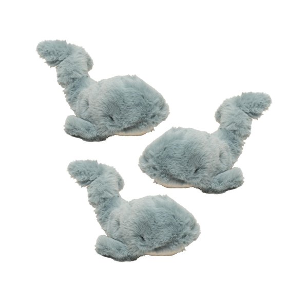 HuggleHounds Knotties Plush Dog Toy- Squeaky Interactive Puppy Toys- Soft Yet Tough, Reinforced, Durable Stuffed Pet Plush Toy for All Breeds and Ages- for Small and XS Dogs- Wee Whales 3-Pack