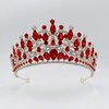 SH Metal Tiaras and Crowns for Women, Crystal Wedding Tiara for Bride, Rhinestone Queen Crown, Bridal Costume Hair Accessories for Birthday Prom Pageant Quinceanera Celebration, Red