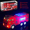Toy Fire Truck & Garbage Truck & Container Truck Toys for Toddler 1 2 3 4 5 6 Years Christmas Birthday Gifts, Trucks Car Toys with 4D Lights & Sounds- Battery Operated Automatic Bump & Go Fire Truck