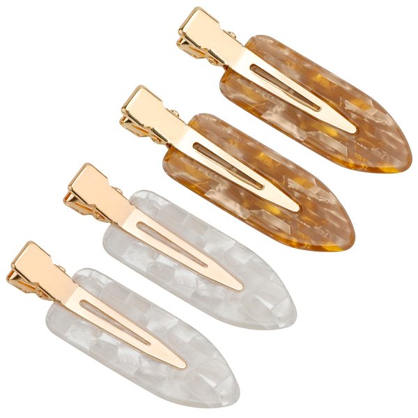 AMCAMI 4 PCS No Crease Hair Clips-No Bend Hair Clips for Styling Acrylic Resin Duck Bill Clips No Dent Alligator Hair Barrettes for Makeup Application Salon Hairstyle Hairdressing Accessories for Women Girls
