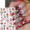 Cute Nail Art Stickers 6 Sheets Cute Nail Decals 3D Self Adhesive Cute Cartoon Nail Stickers Valentine's Day Heart Kawaii Nail Decals Charms for Women Girls Valentine's Day Nail Decoration Supplies