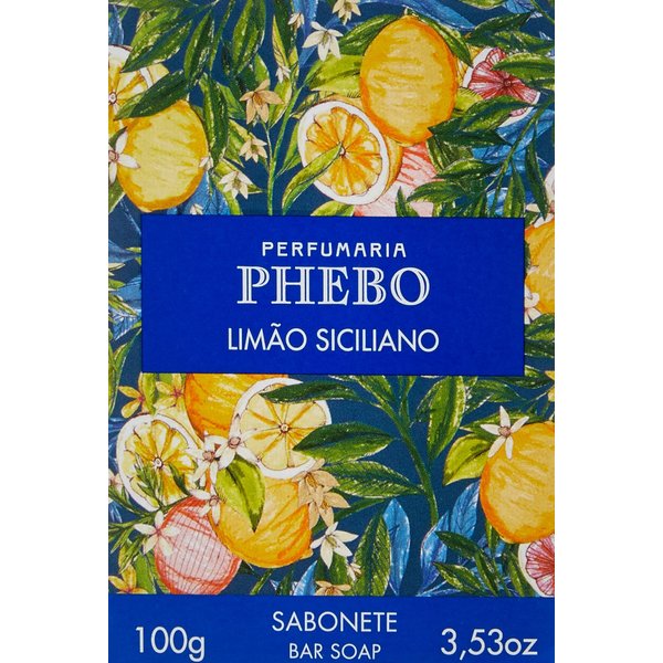 Linha Mediterraneo Phebo - Sabonete em Barra Cremoso Limao Siciliano 100 Gr - (Phebo Mediterranian Collection - Creamy Bar Soap Sicilian Lemon 3.5 net Oz)