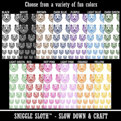 Realistic Black Bear Head Temporary Tattoo Water Resistant Fake Body Art Set Collection - Black (One Sheet)