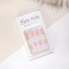 24Pcs Almond Shaped Press On Nails，Almond Press On Nails，Almond Nails Press On，White French Tip Almond Nails Medium Fake Nails with Pearl Design Artificial Nails Stick on Nails For Women