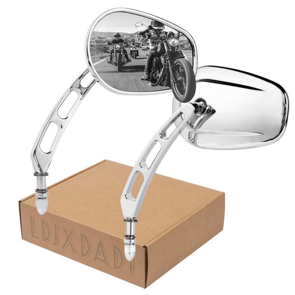 LDJXDADI Chrome 8mm Rearview Mirrors for Touring Road Glide FLTRX Electra Glide FLHT Road King FLHR Street Glide FLHX Sportster Dyna Softail models 1982-2023