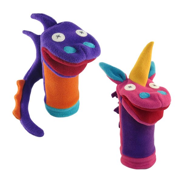 Cate & Levi - Hand Puppets - Puppets for Church - 100% USA Polar Fleece - Montessori Toys for 1 Year Old - Parent (Dragon, Unicorn)