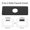 KAIYING 6" Hole Cover Deck Plate for Bathroom Vanity Sink, 3-to-1 Bathroom Faucet Escutcheon Plate, Rectangle, Stainless Steel (Matte Black)