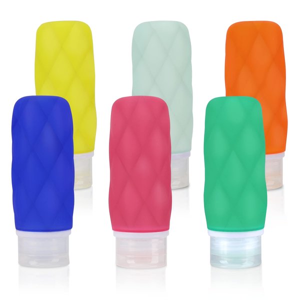 FANERFUN Silicone Travel Bottles for Toiletries, Leak Proof Travel Essentials, TSA Approved Travel Size Toiletries Accessories, 3oz Travel Size Containers for Shampoo and Conditioner