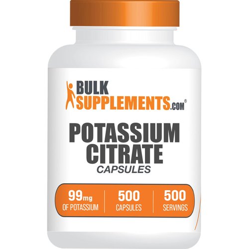 BulkSupplements.com Potassium Citrate Capsules - Potassium Supplement, Potassium Citrate 99mg - Potassium Citrate Supplement, Potassium Pills - 1 Capsule per Serving, 500-Day Supply, 500 Capsules
