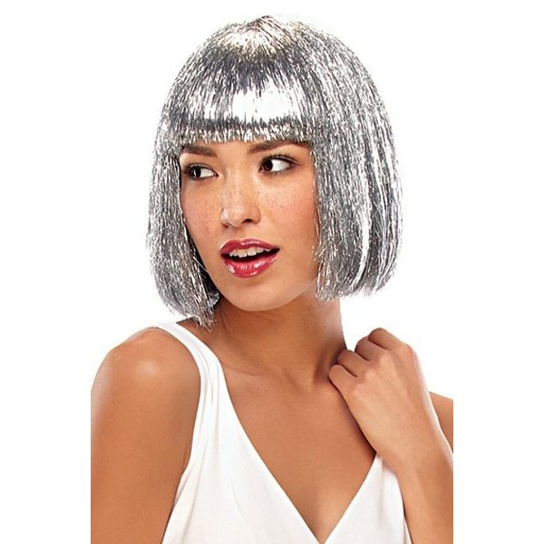 Jon Renau | Easihair Tinsel Town Color Metallic Pink - Illusions Costume Wig 9'' Chin Length Bob Nightclub Celebration Blunt Bangs Party Synthetic Fancy Dress 3.6 oz Bundle MaxWigs Hairloss Booklet