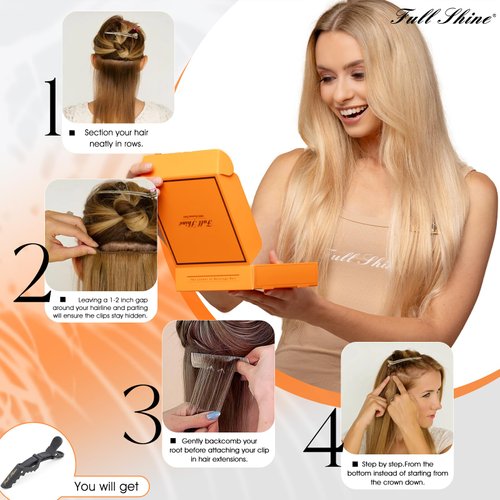 Full Shine 22 Inch Clip in Hair Extensions Human Hair Balayage Blonde Human Hair Extensions 7Pcs 120 Grams Invisible Clip in Human Hair Straight Ash Brown to Blonde Hair Clip in Extensions