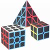 Jurnwey Speed Cube Carbon Fiber Sticker Set Puzzle Cube Magic Cube Bundle of 2x2x2 3x3x3 Pyramid Frosted Puzzle Toys