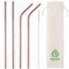 VEHHE Metal Straws Reusable Stainless Steel Straws Drinking Rose Gold 4 Set - Ultra Long 10.5" Cleaning Brush for 20/30 Oz for Yeti RTIC SIC Ozark