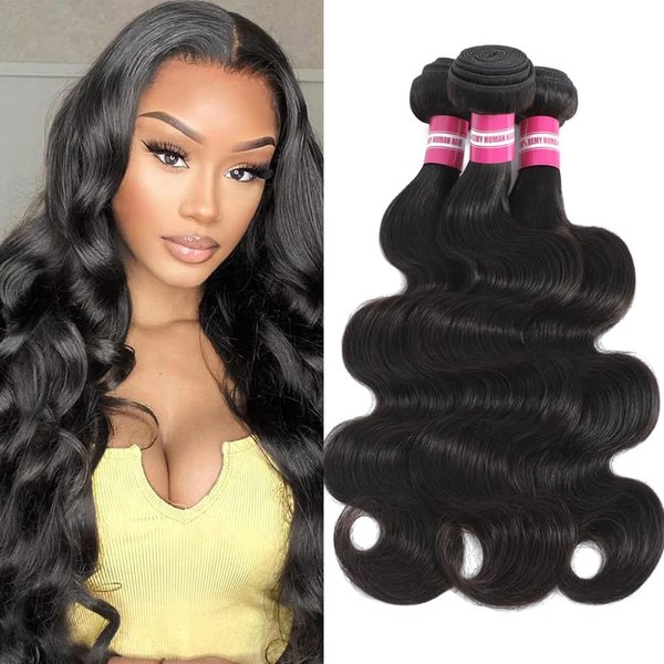 ADOIFAIR Human Hair Bundles 10 12 14 Inch Body Wave Bundles Human Hair 12A 100% Unprocessed Brazilian Virgin Human Hair 3 Bundles Body Wave Natural Color Human Hair Extensions