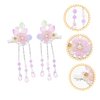 1 Pair Floral Tassel Headdress Barrettes for Women Thin Hair Traditional Hair Clip Flower Hair Clip Asian Hairpins Chinese Hair Barrette Plastic Purple The Flowers Girl Child Walk