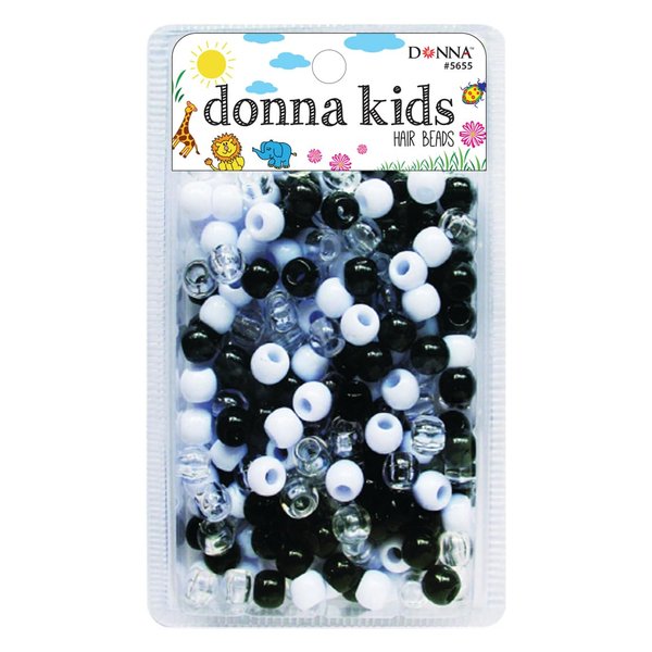 Donna Hair Beads for Hair Braids Kit Including 11x10mm Pony Beads, DIY Hair Braiding plastic beads for braid hair 1pc Quick Beaders for Kids Hair Braids BLK/CLR/WHT