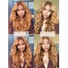 Domiso 26 Inch 13x4 HD Lace Front Wigs Human Hair Pre Plucked with Baby Hair Transparent Glueless Brazilian Blonde to Brown Body Wave Frontal Wigs for Women Natural Black Color