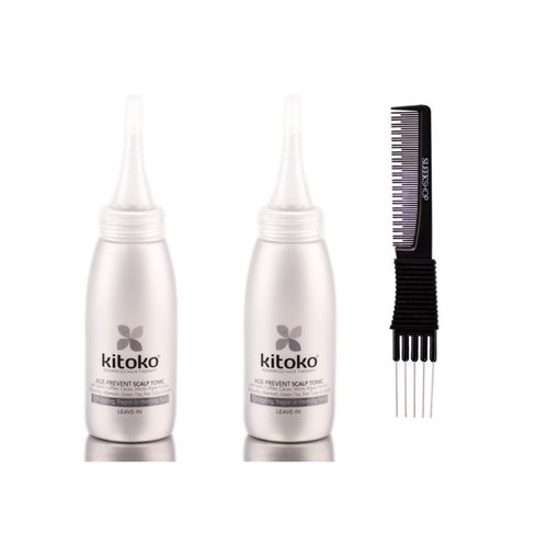 yper Asp Kitoko Age Prevent Scalp Tonic Leave-in Treatment (2.5 oz) with Teasing Comb Pack 2