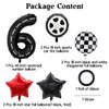 6rd Birthday Race Car Balloons Decorations, 40 Inch Racetrack Black Number 6 Balloon, Mylar Black 6 Balloon for 6rd Birthday Party Supplies, 7 Pcs