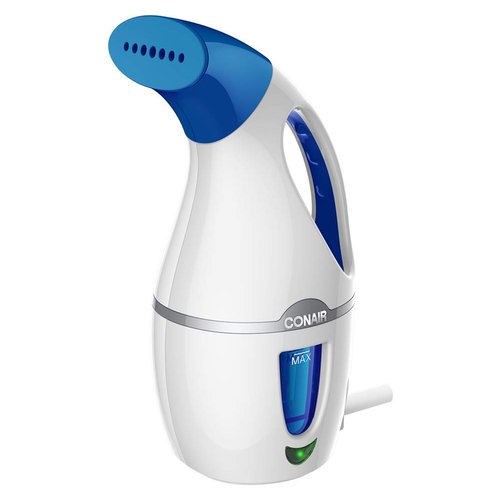Conair Handheld Travel Garment Steamer for Clothes, CompleteSteam 1100W, For Home, Office and Travel,White / Blue