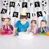 Soccer Happy Birthday Banner, Soccer Birthday Decorations Black and White Soccer Theme Birthday Banner with Threading Needle Easy To Assemble Perfect Soccer Birthday Party Supplies