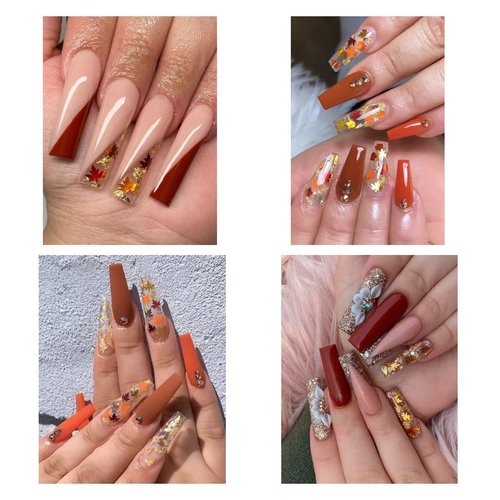 Maple Leaf Nail Glitter Sequins 3D Holographic Fall Leaves Nail Art Flakes 6 Colors Laser Autumn Leaf Nails Decals Stickers for Acrylic Nails Decorations DIY Crafts