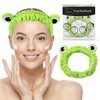 Sofita Funny Frog Headband Cute Frog Eye Elastic Headband for Face Washing Skincare Makeup Spa Headband Frog Head Wrap Green Frog Hair Band Funny Gifts for Women Teen Girls