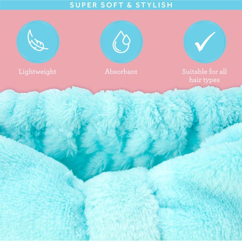 Bliss Women's Spa Headband - 2 Pack Microfiber Towel for Washing Face, Skin Care, Makeup and Messy Hair - Preppy Stuff Shower Accessories with Elastic Band and Hair Bow