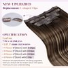 LaaVoo Clip in Extensions Human Hair Balayage Seamless Hair Extensions Clip Ins Real Human Hair Brown Balayage Caramel Brown Human Hair Extensions Clip Ins Brown Long Straight 20 Inch 7Pcs/140g