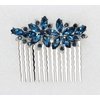 Faship Gorgeous Navy Blue Rhinestone Crystal Floral Hair Comb