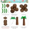 Hawaiian Luau Party Decoration Tropical Aloha Luau Balloons Arch Garland Kit Summer Beach Pool Party Supplies with Coconut Tree Shaped Balloon Set Table Skirt Cake Topper Palm Leaves and Hibiscus