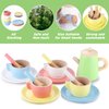 GAGAKU Wooden Tea Set and Wooden Play Dishes 2 in 1 Play Food Set Toy 28 PCS Montessori Wooden Play Kitchen Accessories Kitchen Toy for Toddlers Wooden Play Cooking Set for 3-8 Years Girls and Boys