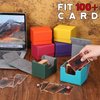 6 Pack Leather Deck Card Boxes 100+ Card Deck Game Box Magnetic Playing Card Deck Card Storage Box for 100 Plus Cards Compatible with MTG TCG (Pink,Orange,Blue,Yellow,Green,Purple, Horizontal)