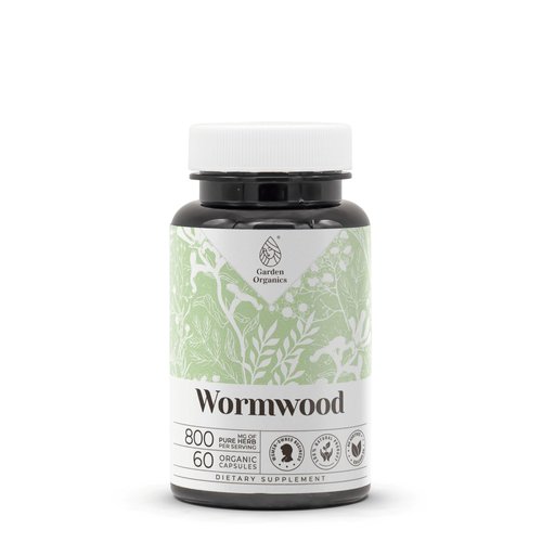 Garden Organics Wormwood 60 Capsules | High-Potency Herbal Dietary Supplements | Made with Vegetable Capsules and Wormwood (Artemisia Absinthium) Dried Herb (60 Count)