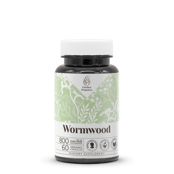 Garden Organics Wormwood 60 Capsules | High-Potency Herbal Dietary Supplements | Made with Vegetable Capsules and Wormwood (Artemisia Absinthium) Dried Herb (60 Count)