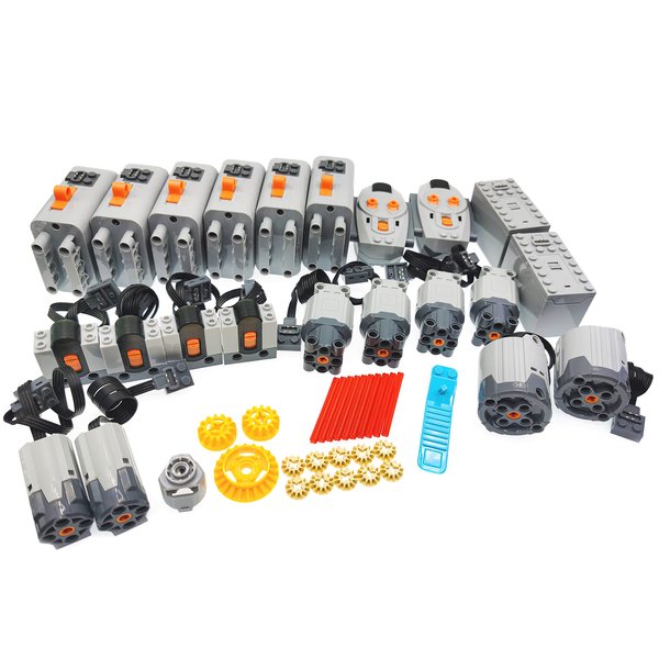 47Pcs Motor Power Function Kit Set for Lego Technical, 8X Battery Box, 2X XL-Motor, 4X L- Motor, 2X M-Motor, 4X IR Receiver, 2X IR Remote Control, Latest Differential