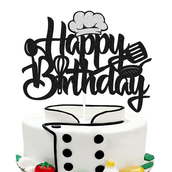 Levvcirki Chef Cake Topper Cooker Birthday Cake Decoration Boys Girls Men Women Bday Party Celebration Decor Supplies