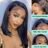 ADOIFAIR Bob Wig Human Hair Straight Bob Wigs 13x4 Lace Front Wigs for Black Women 12 Inch 180% Density Glueless Bob Wigs Human Hair Pre Plucked with Baby Hair Natural Color