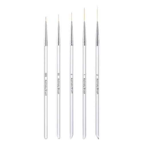 5Pcs Nail Art Liner Brushes Set, Manicure Brush Fine Drawing Thin Lines Painting Details Striping Design For Gel Polish Dotting Pen Transparent Handle Home DIY, 6/9/12/18/24mm