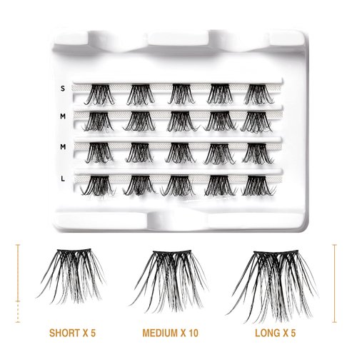 VLuxe Extended False Eyelashes Faux Mink Featherlight Reusable Artificial Eyelashes Multipack Lash Clusters