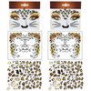 CBLUO 6 Pcs Halloween Temporary Stickers Leopard Cat Face Gems Jewels Women Rhinestone Masquerade Face Tattoos Crystal Makeup Sticker Glitter Holiday Festival Dress Up Cosplay Birthday Party Supplies