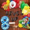 HOMEZZO Video Game 8th Birthday Party Supplies, Level Up Letter Balloons, Boo Balloon, Balloons Arch for Kids 8th Birthday Decorations