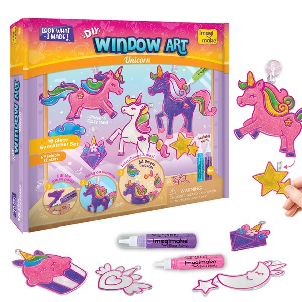 Imagimake Window Art Unicorn Toy Painting Kit | Suncatcher Art Supplies | Unicorn Gifts for Girls Age 6-8 | Kids Crafts for Girls Ages 8-12 for Kids 8-12 Girls