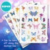 Waterproof Temporary Tattoos - 92pcs Butterfly Groovy Fake Tattoo for Kids, Stickers Party Favor Supplies Make Up Decoration, Festival Arts and Crafts Accessories Kits for Women Girls