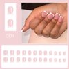 LRKNNO White French Tip Press on Nails Short Square Fake Nails Artificial Nails Tips Gel Acrylic Glue on Nails with Design 24Pcs Full Cover Stick ons Nails for Wedding Women Manicure False Nails